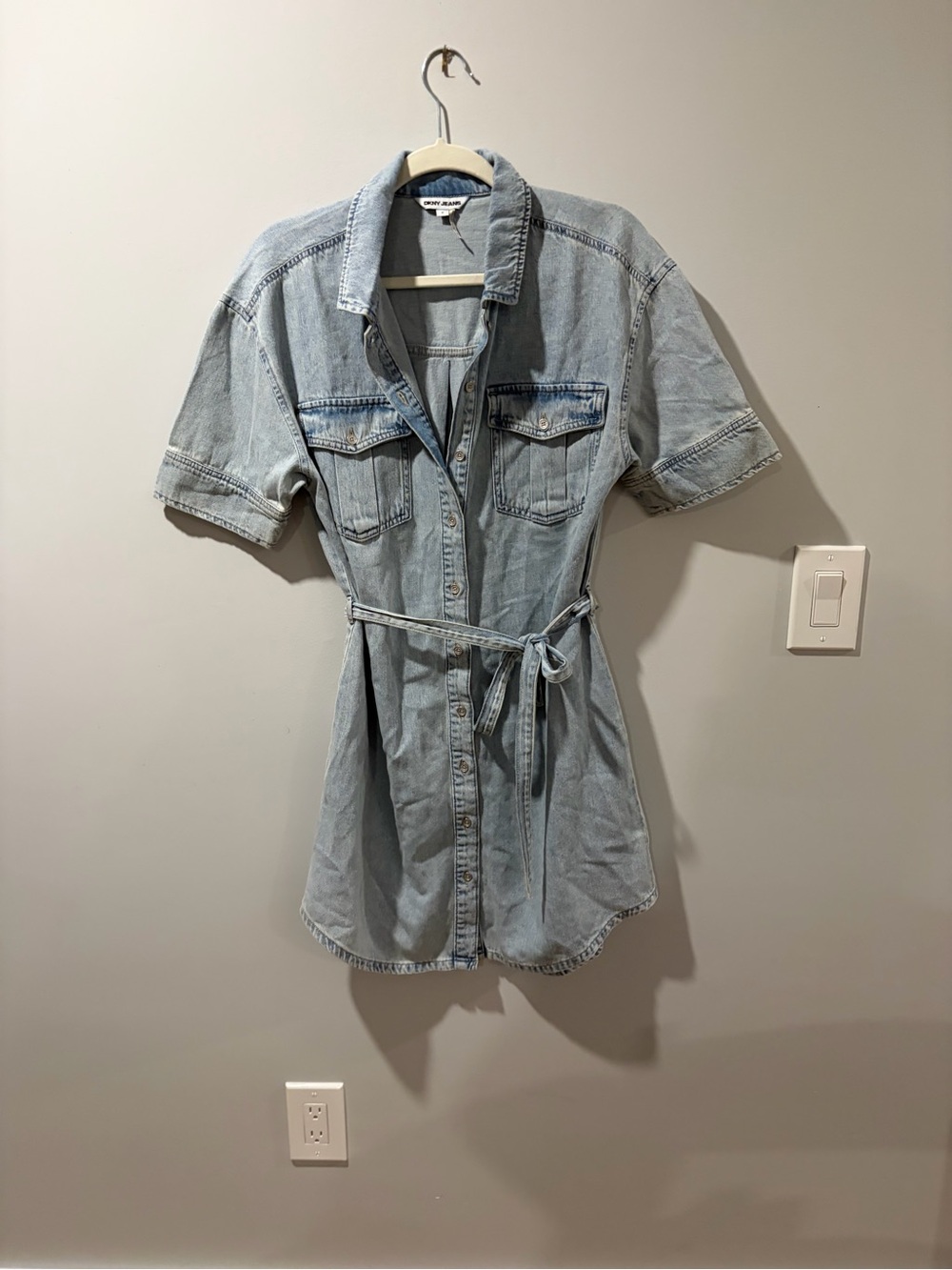 DKNY Light Blue Denim Shirt Dress